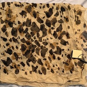 Authentic Burberry Leopard Print Scarf in Brown and Black